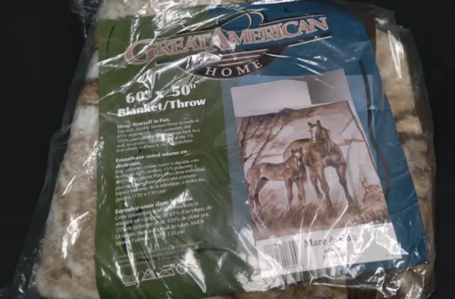 Great American Home Horses Throw Blanket Mare & Colt 60" X 50"