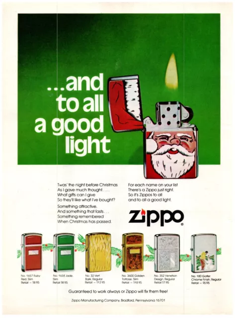 1978 Print Ad Zippo Lighters/More Cigarettes ( B#2