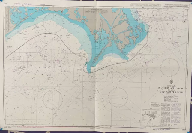 Amirauté 3857 Sud Approches Pour The Mississippi Rivière Maritime Carte Tableau