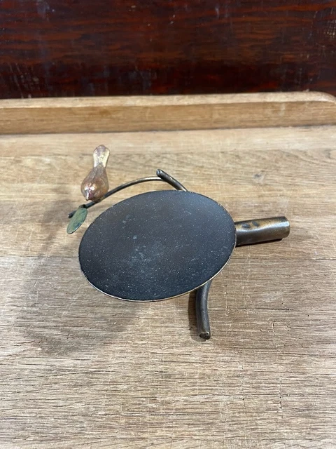 Metal Bird on a Limb Votive Tea Light Candle Holder Brass Bird Green Leaf Holder