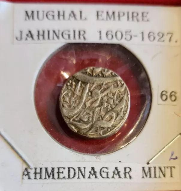 MUGHAL  Jahangir  Silver Rupee , AD 1605-27 Ahmednagar Mint Rare .