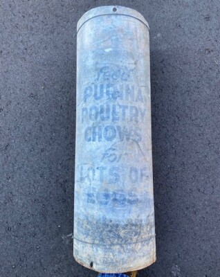 Antique Vintage PURINA POULTRY CHOWS Tube Feeder Feed Seed Farm Advertising Sign