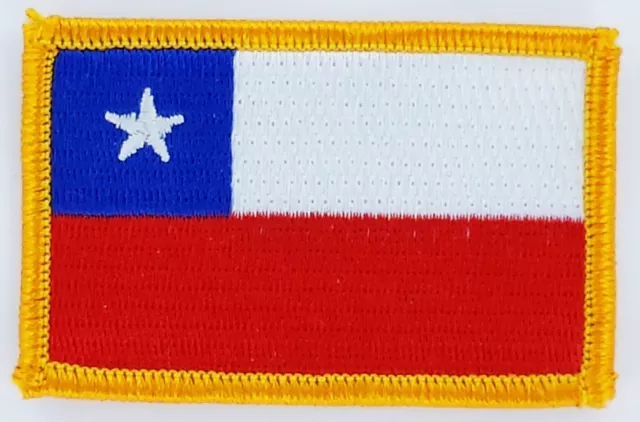 Patch Ecusson Brode Drapeau Chili Insigne Thermocollant Neuf Flag Patche