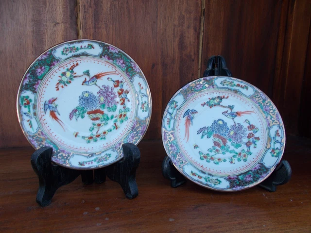 2 Petites Assiettes Anciennes Peintes A La Main Chinoises Vintage A Saisir