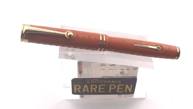 Wahl Eversharp RED HR CHASED Fountain Pen 14K Broad Flex nib RARE Danish Market