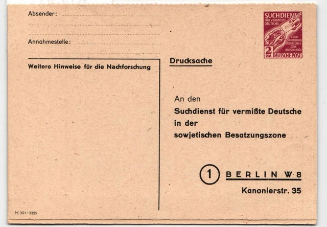 SBZ SD P1 I als Ganzsache Suchdienst ungebraucht #KD381