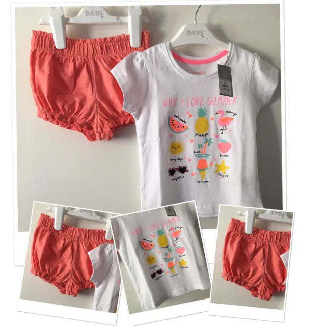 F&F baby girls exc used summer shorts & new tags prk summer top 12-18 Months