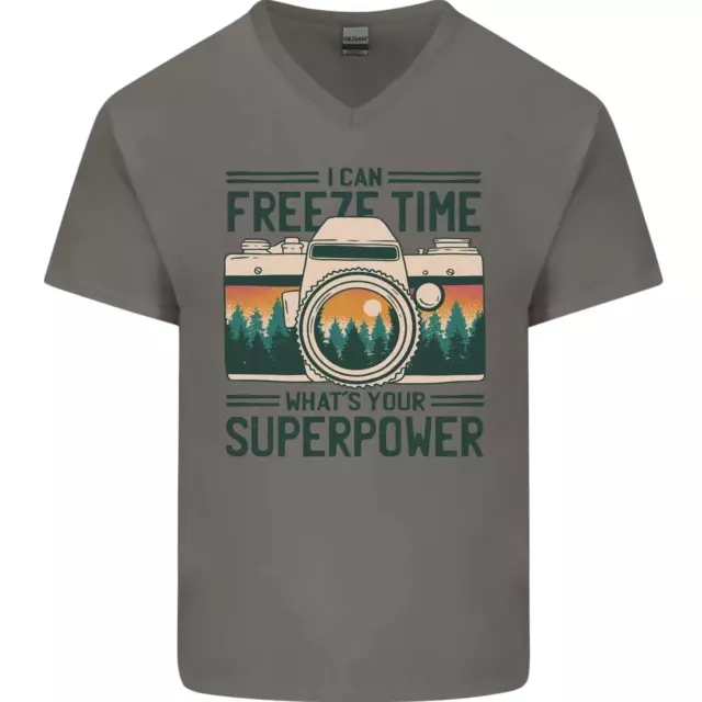 T-shirt da uomo Freeze Time Photography Photographer collo a V cotone