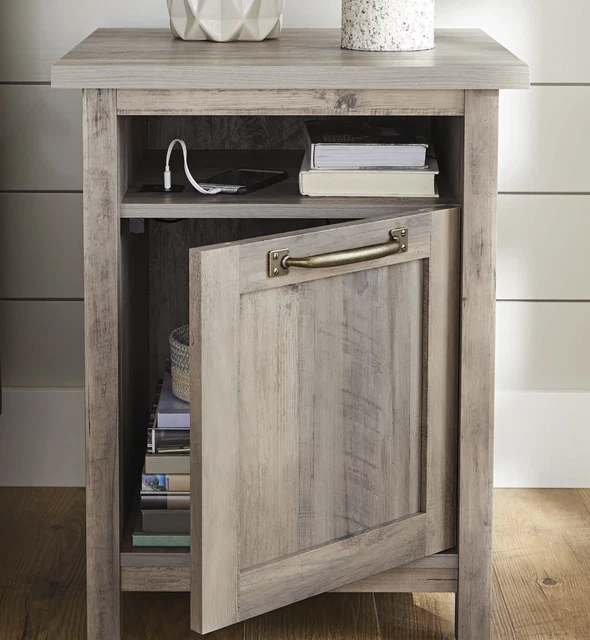 BETTER HOMES & Gardens Modern Farmhouse Side Table with USB, Rustic