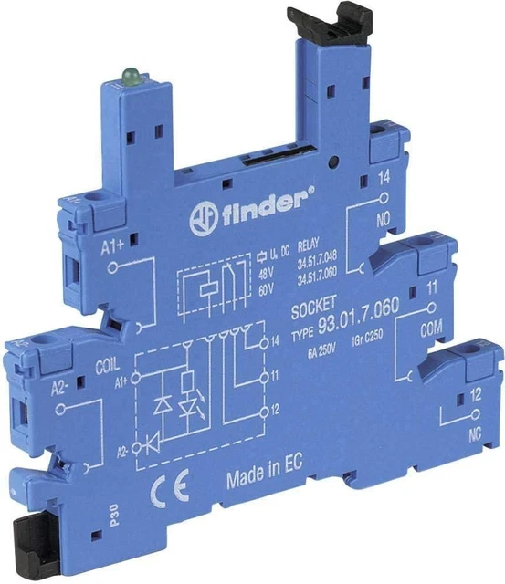 Finder Base Relè 93.01.3.240 EAN 8012823232157 - 6A, 220-240V AC, 1500W, Blu
