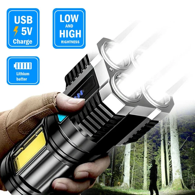 Lampe torche tactique LED super lumineuse de 12 000 000 LM avec 8 LED - Rechargeable par USB - Lumière tactique