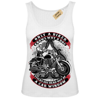 Only A Biker T-Shirt funny motorcycle motorbike Vest White Womens