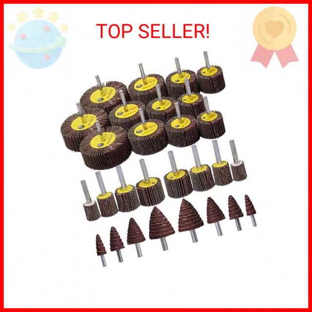 Abrasive Flap Wheel Sander Set,28 Pack 80 Grit 1/4" Shank Mounted Aluminum Oxide