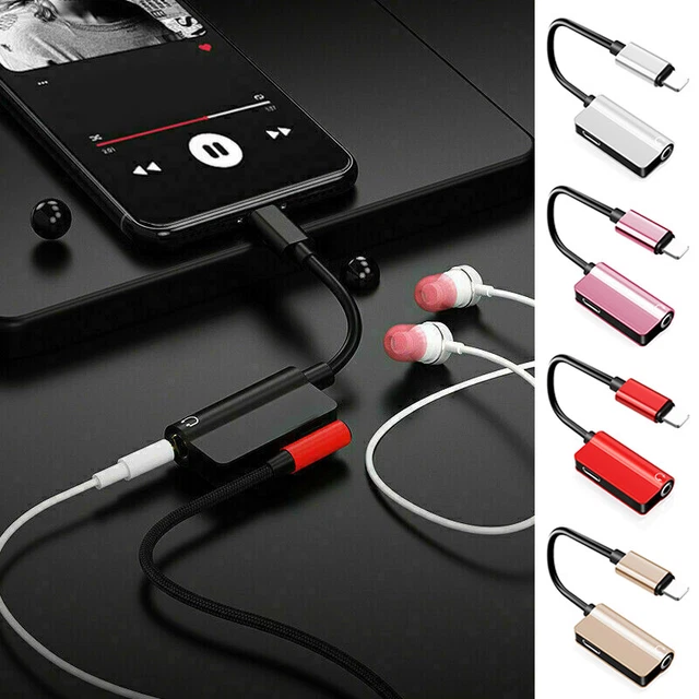 Adapter Splitter Charger Cables Headphone Jack AUX For iPhone 3.5mm Long-Lasting