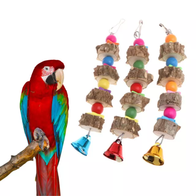 3 Pcs Vogel Papagei Spielzeug Beißspielzeug Aus Holz Kauen Backenzahn