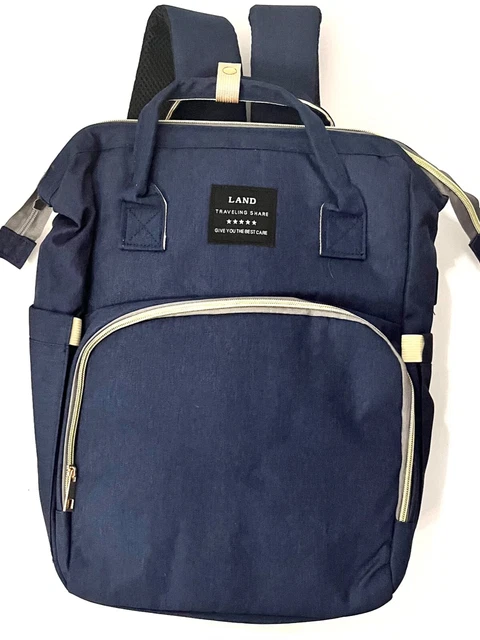 Baby Diaper Bag Backpack BLUE  With built in Bassinet/Crib Changing Station USB