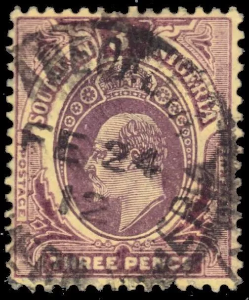 SOUTHERN NIGERIA 36 (SG37) - King Edward VII "1909 Violet on Yellow" (pb72596)