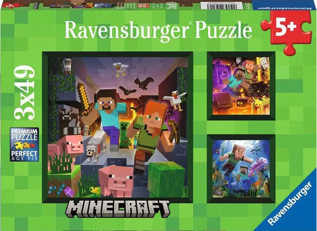 Puzzle 3x49 elementów. Minecraft