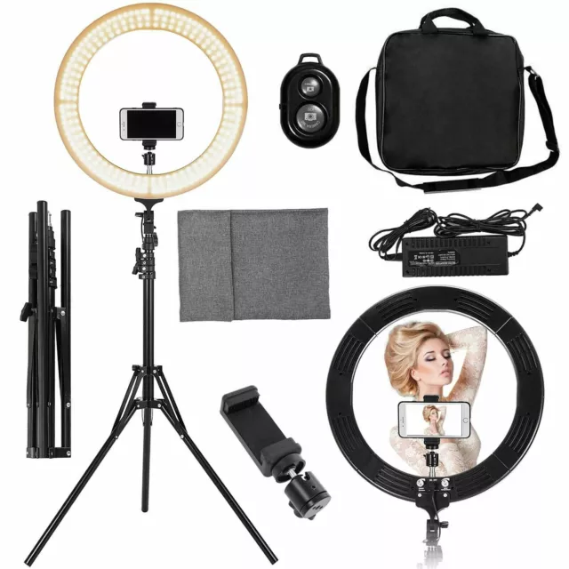 New 18" LED SMD Ring Light Kit with Stand Dimmable 5500K for Live Phone Camera