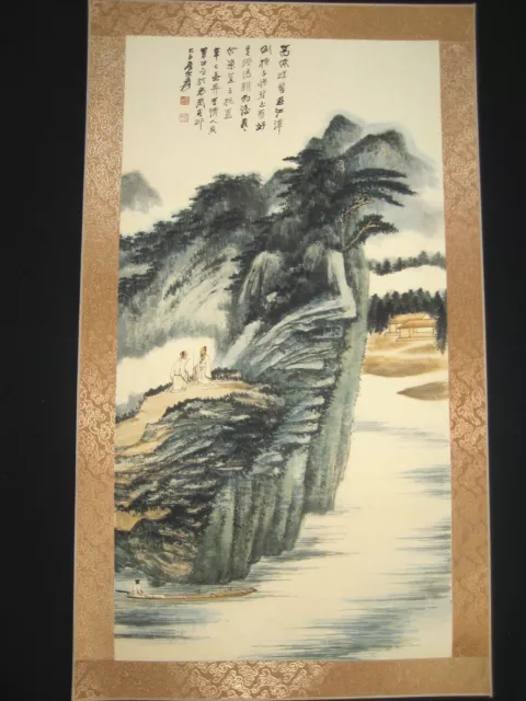 Old Chinese Antique painting scroll About Landscape Rice Paper By Zhang Daqian