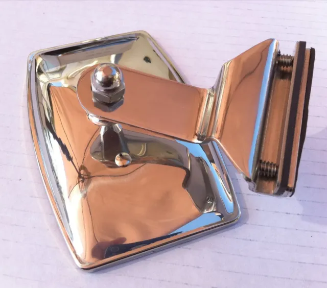 Polished Stainless Rectangular Clip On Overtaking Mirror 1/4 Light Etc   BS5-11