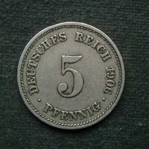 B5) Deutsches Reich 5 Pfennig 1906 "E" DR Deutschland Germany Aléman Nemezko D