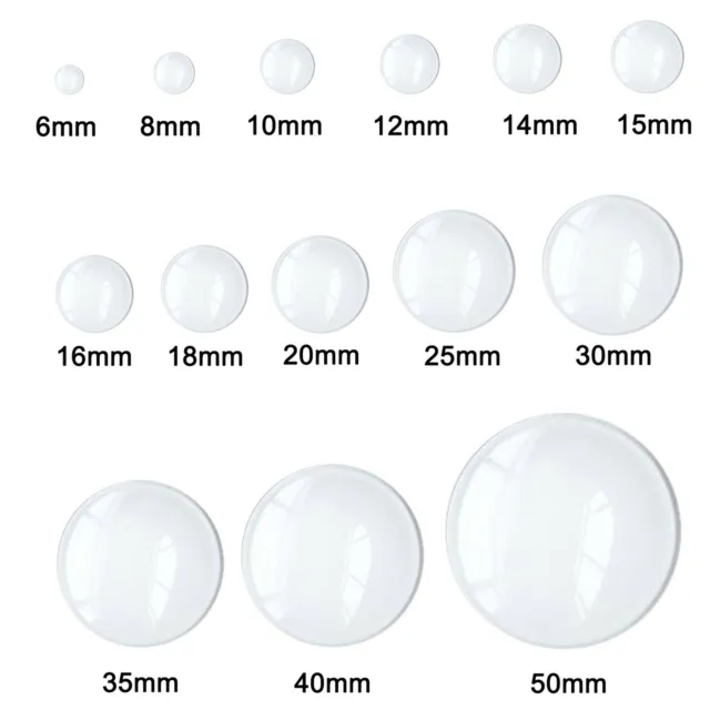 Mixed Size 6-50mm Clear Glass Half Round Dome Flatback Cameo Cabochon Crafts
