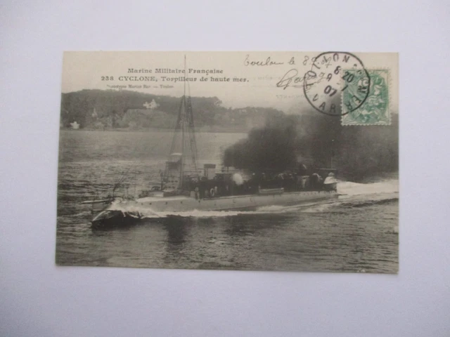 Cpa Marine Militaire Francaise Cyclone Torpilleur De Haute Mer