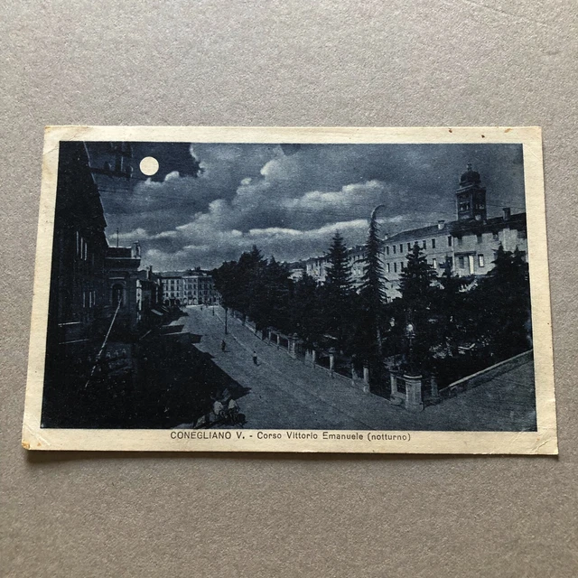 B) Cartolina formato piccolo Conegliano Veneto Treviso 1927 francobollo S. Franc
