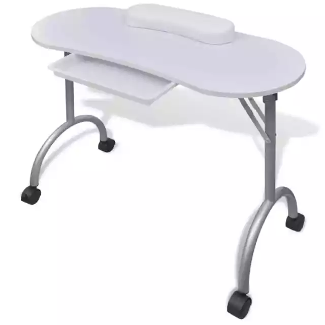 Table Ã  manucure pliable avec roulettes Blanc