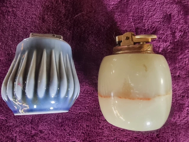 Vintage Colibri  Desk Lighter Gas + Marble Desk Lighter *Untested*