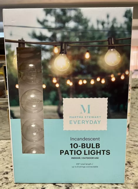 2 NIB Martha Stewart 10 Globe Bulb Incandescent Outdoor Patio Lights 8’6” Length