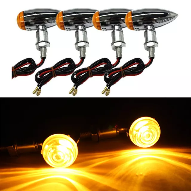 4X Chrome Turn Signal Blinker Light Amber For Honda Rebel 250 CMX250C CMX250CD