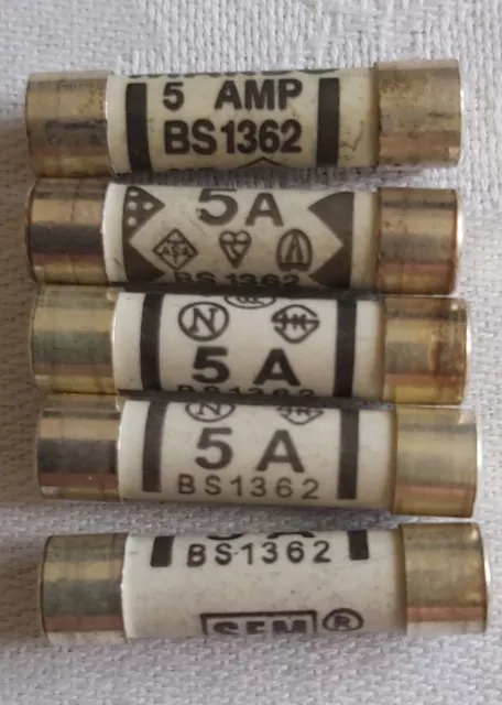 Pack Of Five 5 Amp Fuses