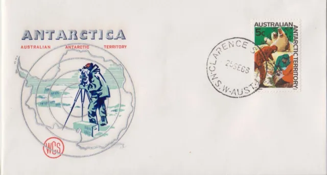 Stamp 1968 AAT Antarctic 5c issue on WCS Wesley generic cachet FDC unaddressed