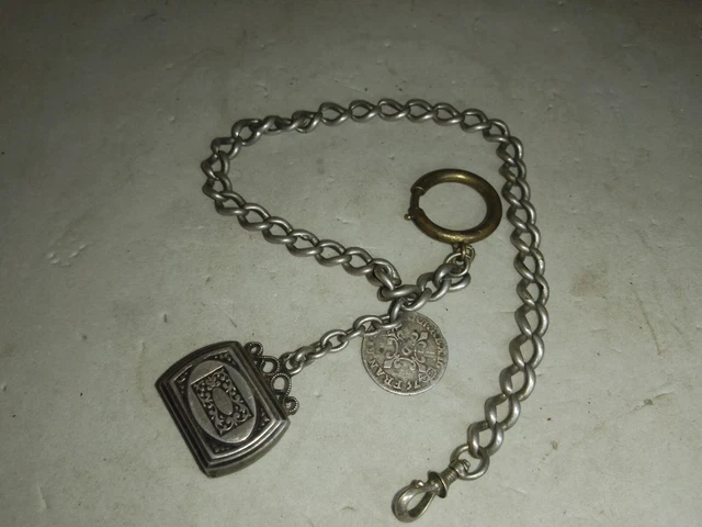 Chaîne De Montre à Gousset Ancienne En Argent Plaqué - Occasion, Accessoire Vintage