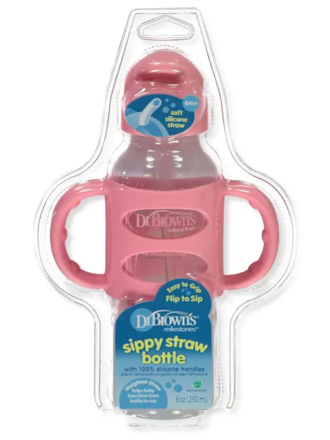 Dr. Brown's Baby Girls' Sippy Straw Bottle - pink, one size