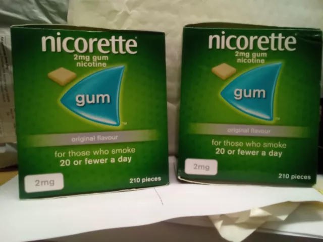 Nicorette Chewing Gum Original Flavour 420 Pieces 2Mg Expiry July 2025 New 2 Box