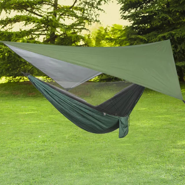 Camping Hängematte mit Moskitonetz Zelt Tarp Zeltplane Outdoor Hammock, Grün