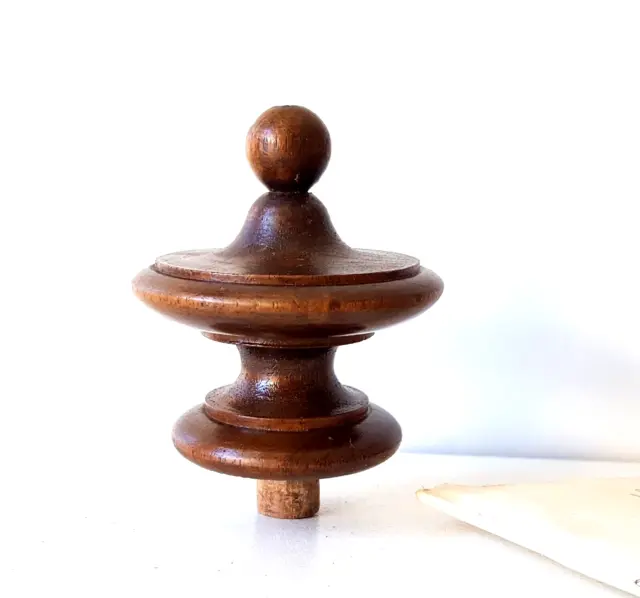 Post finial decorative wood carving Antique french architectural salvage 2.44 in
