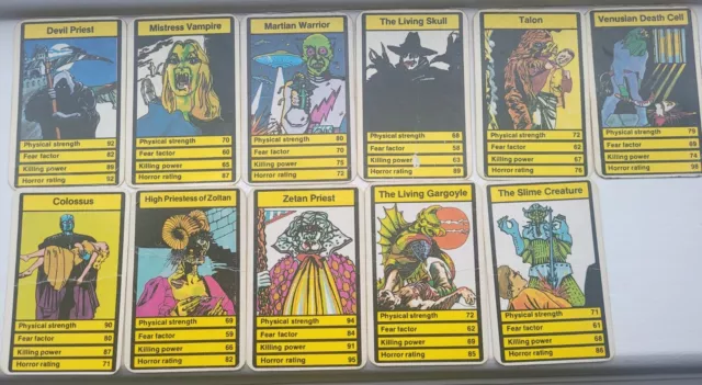 11 X Top Trumps Horror Devil Priest Set 1970s.  Hammer Horror. Dracula.