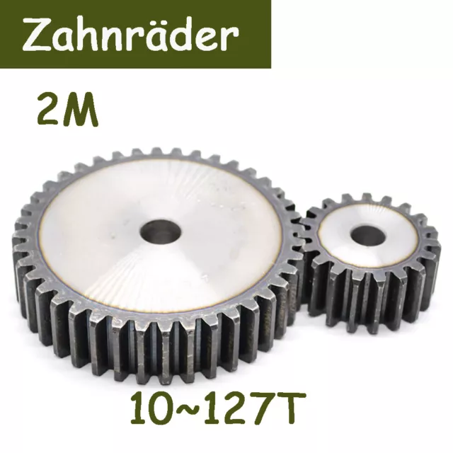 Zahnräder 2 Module 10~127 Zähne Getriebe 45# Stahl Neigung 6.28mm Dicke 20mm