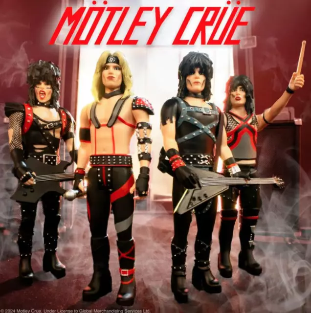 Motley Crue W1  Vince,Nikki,Tommy, Mick All 4  ReAction Figures  SUPER7 3.75"