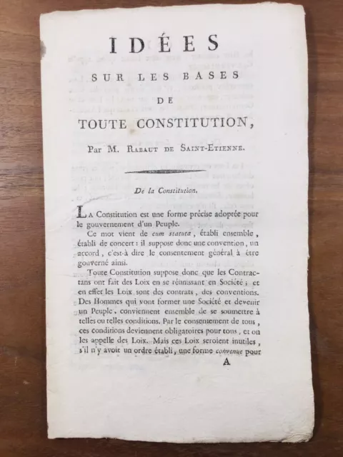 Déclaration des droits de l’Homme Août 1789 Constitution Revolution Française