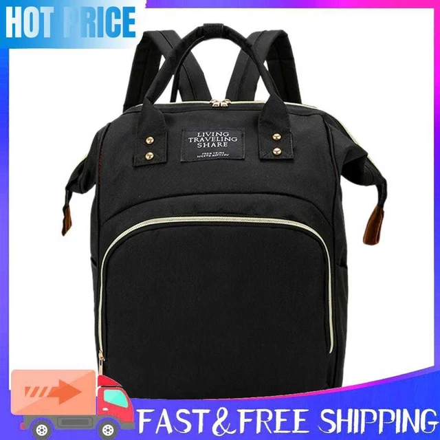 Mummy Maternity Backpack Large Capacity Baby Nursing Diaper Handbag (Black)
