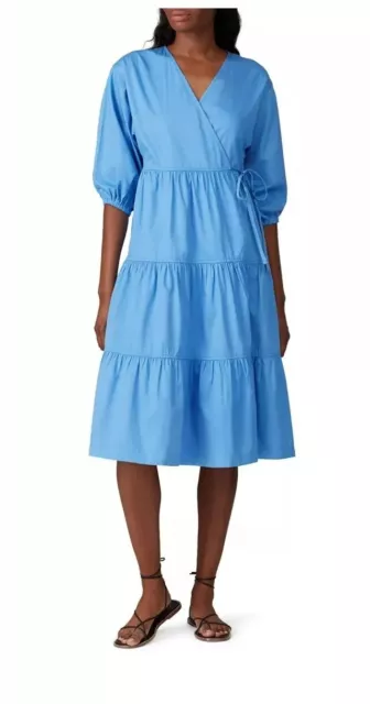 Sweet Baby Jamie Blue Tiered Wrap Dress Size XS
