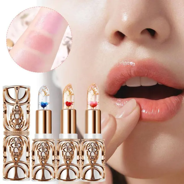 Jelly Flower Lipstick Clear Temperature Color Changing Lip Gloss GX
