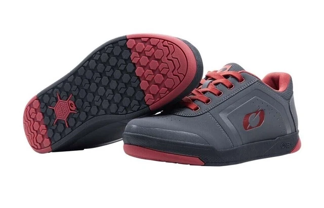 O'Neal Pinned Flat Shoe V.22 Grey/Red - Mountain Bike Flat Pedal MTB EU42 / UK 8