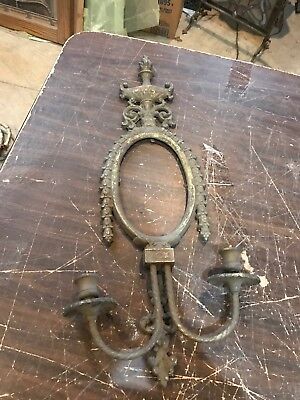 Fla 22 antique cast brass or bronze to arm candle sconce mirror 24.5 x 11 x 3
