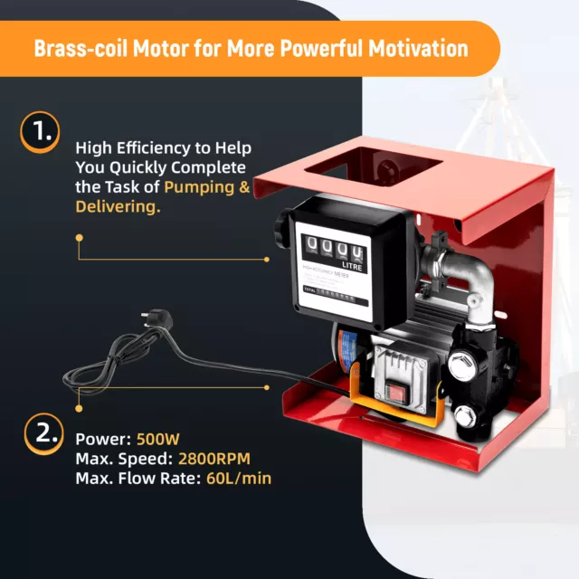 Pompa diesel 60 l/min pompa olio combustibile contatore autoadescante stazione di servizio 230 V 550 W DE